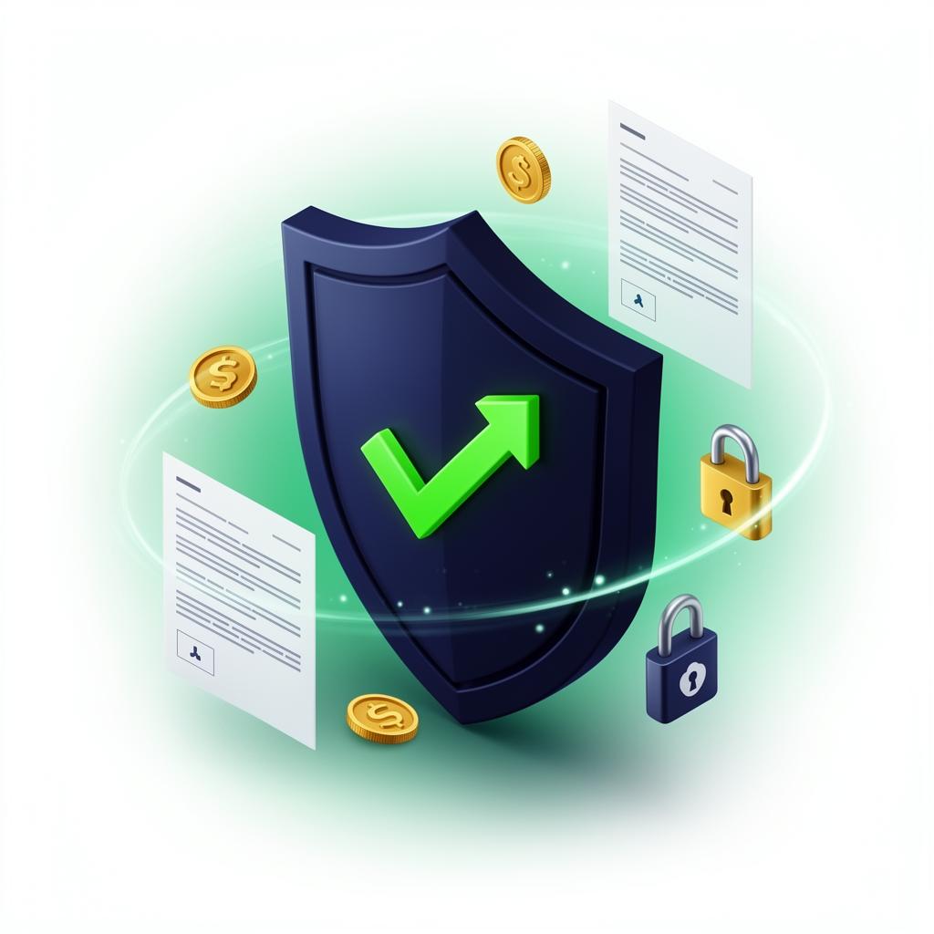 Secure verification shield with recovery arrow